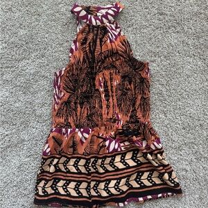 Christian Siriano Tropical Print Halter Tank top smocked tank top size small NWT